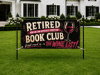 Funny Retirement Banner, Wine Book Club Sign, Party Backdrop