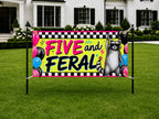 Funny 5th Birthday Banner, Raccoon Party Sign, Kid Backdrop
