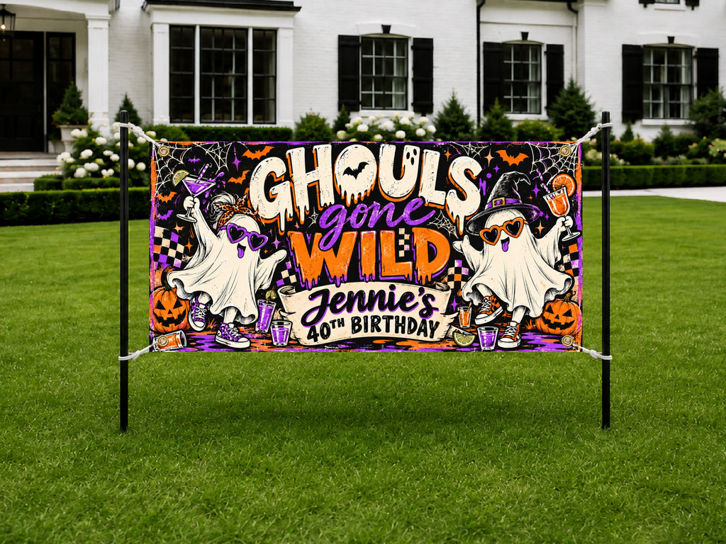 Halloween Ghost 40th Birthday Banner