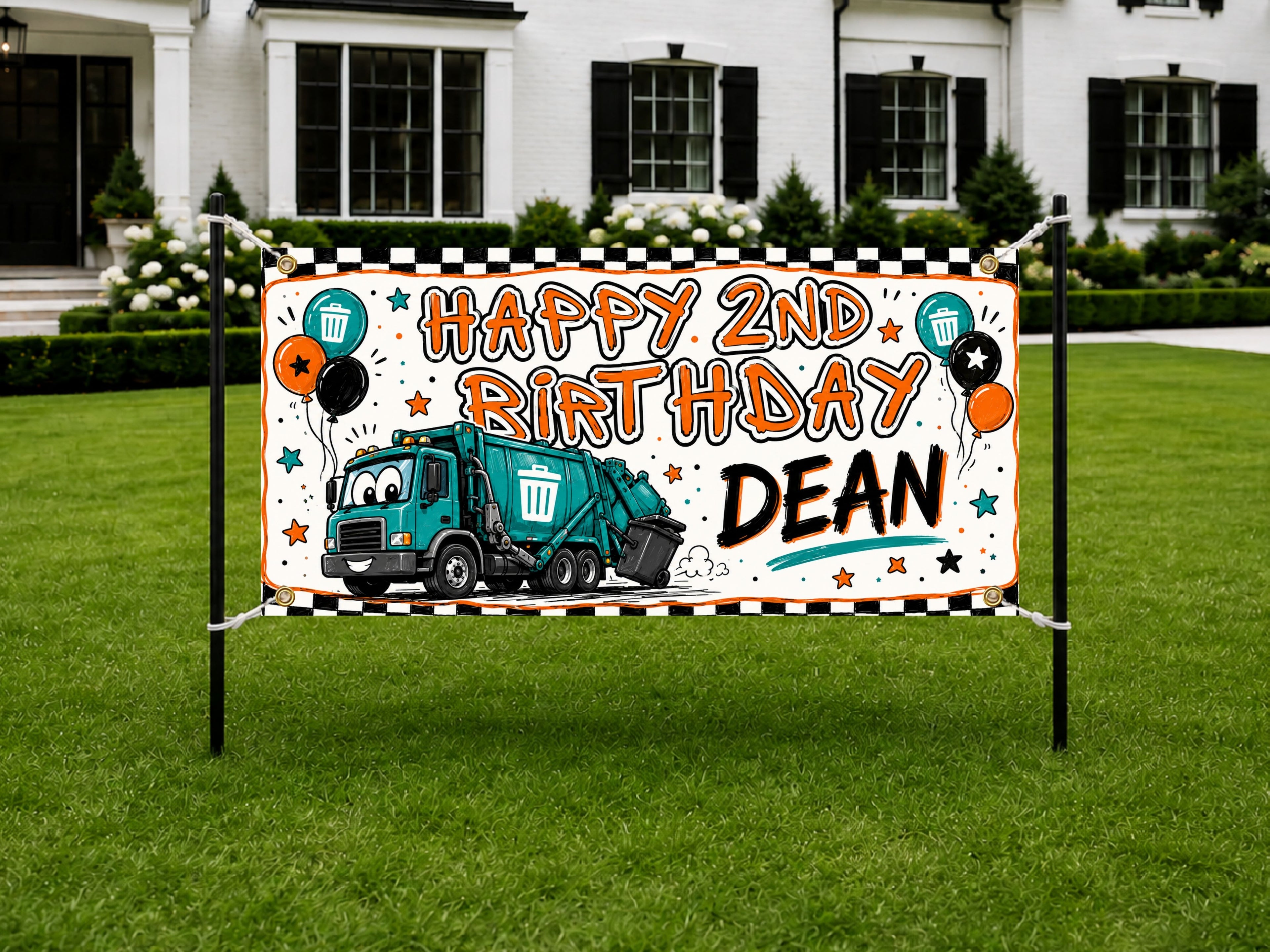 Garbage Truck 2nd Birthday Banner