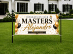 Masters Graduation Banner, Personalized Grad Party Sign, Custom Name Backdrop