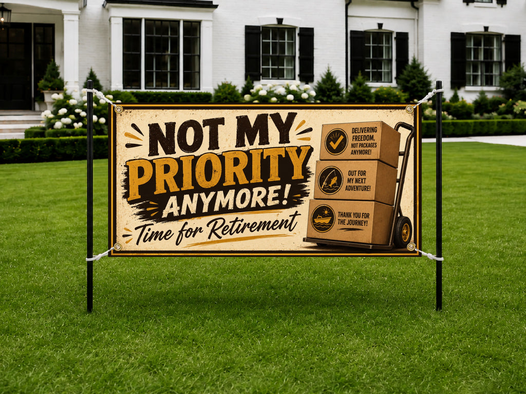 Funny Retirement Banner, Retirement Party Sign, Freedom Theme Backdrop