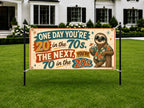 Funny 70th Birthday Banner, Sloth Party Sign, Aging Humor Backdrop