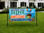 Funny Kids Birthday Banner Swimming, Diving, Pool Backdrop