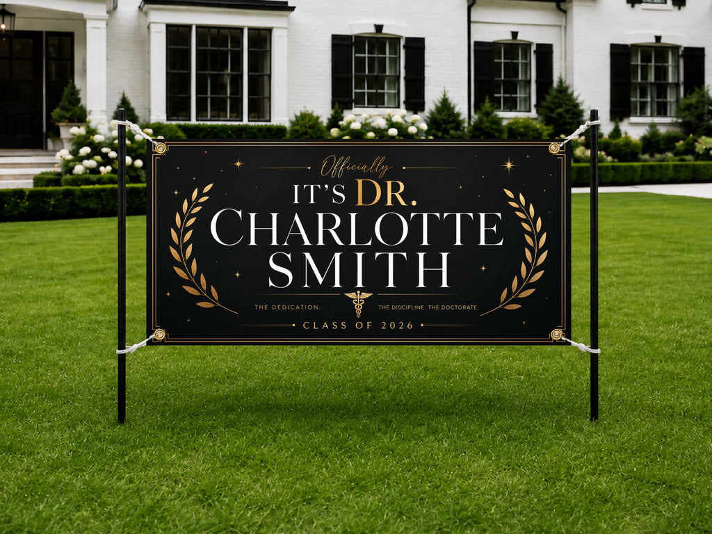 Masters Graduation Banner, Personalized Grad Party Sign, Custom Name Backdrop (Copy)