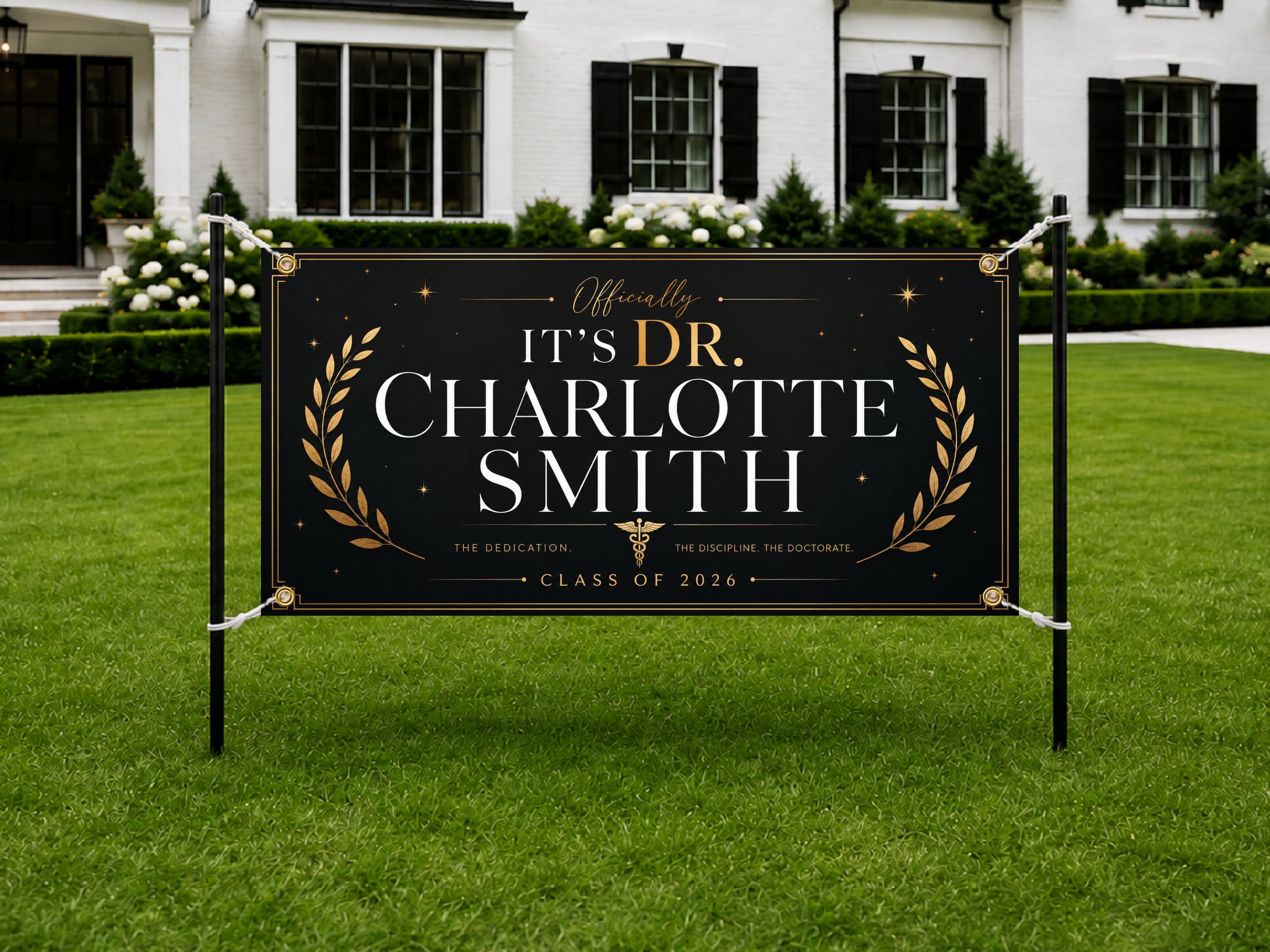 Masters Graduation Banner, Personalized Grad Party Sign, Custom Name Backdrop (Copy)