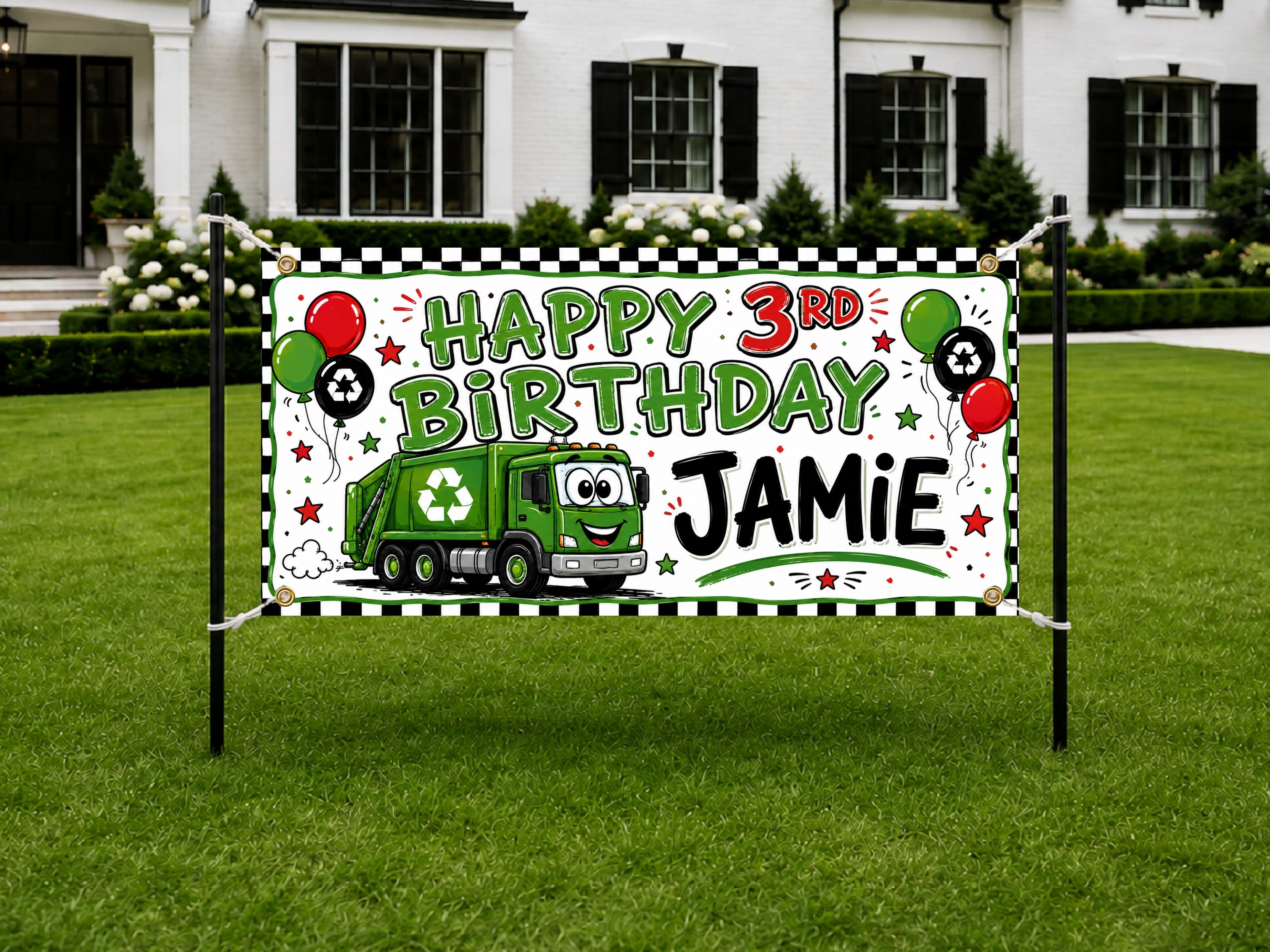 Garbage Truck 3rd Birthday Banner