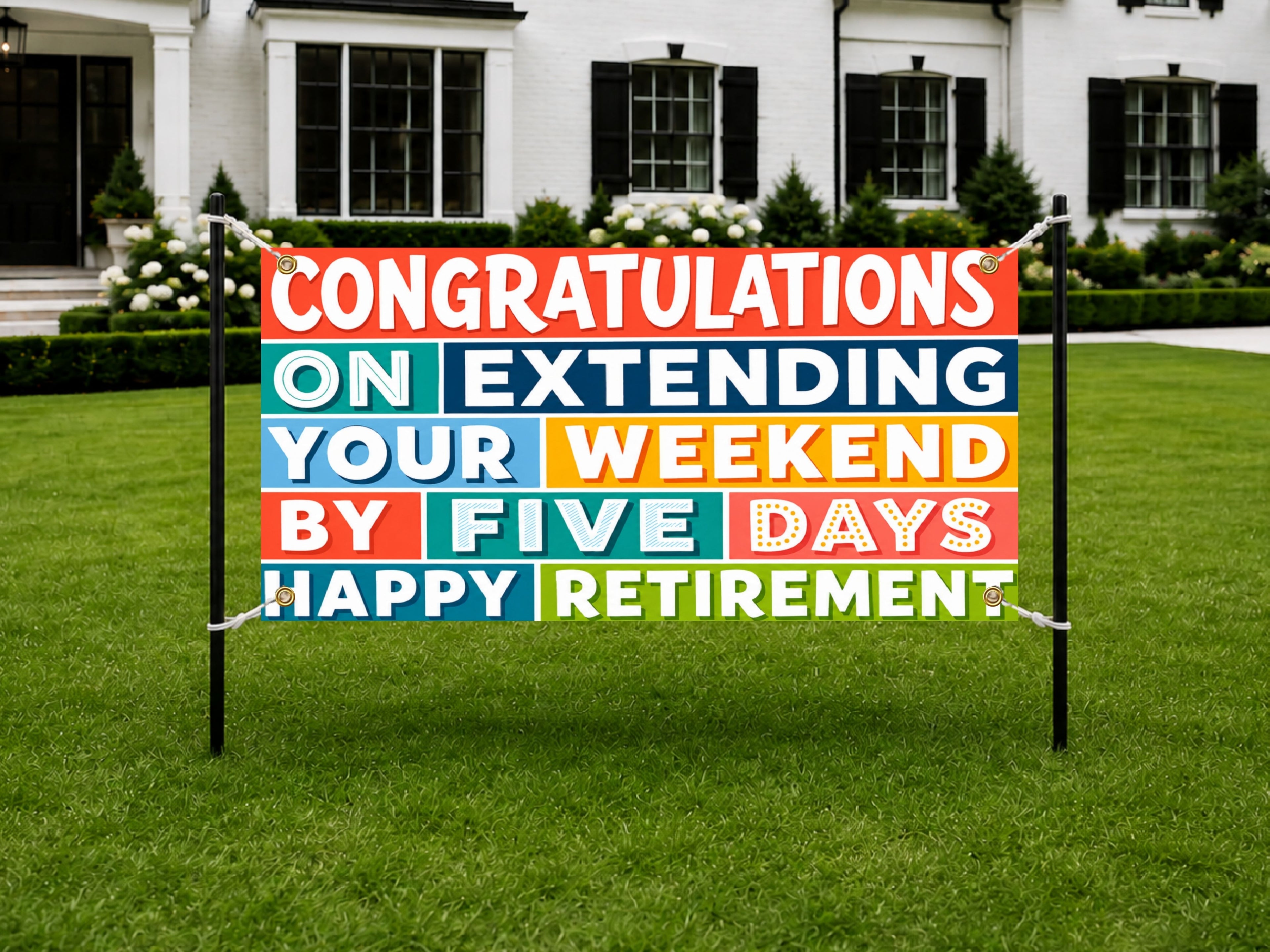 Funny Retirement Banner, Extended Weekend Sign, Office Party Backdrop