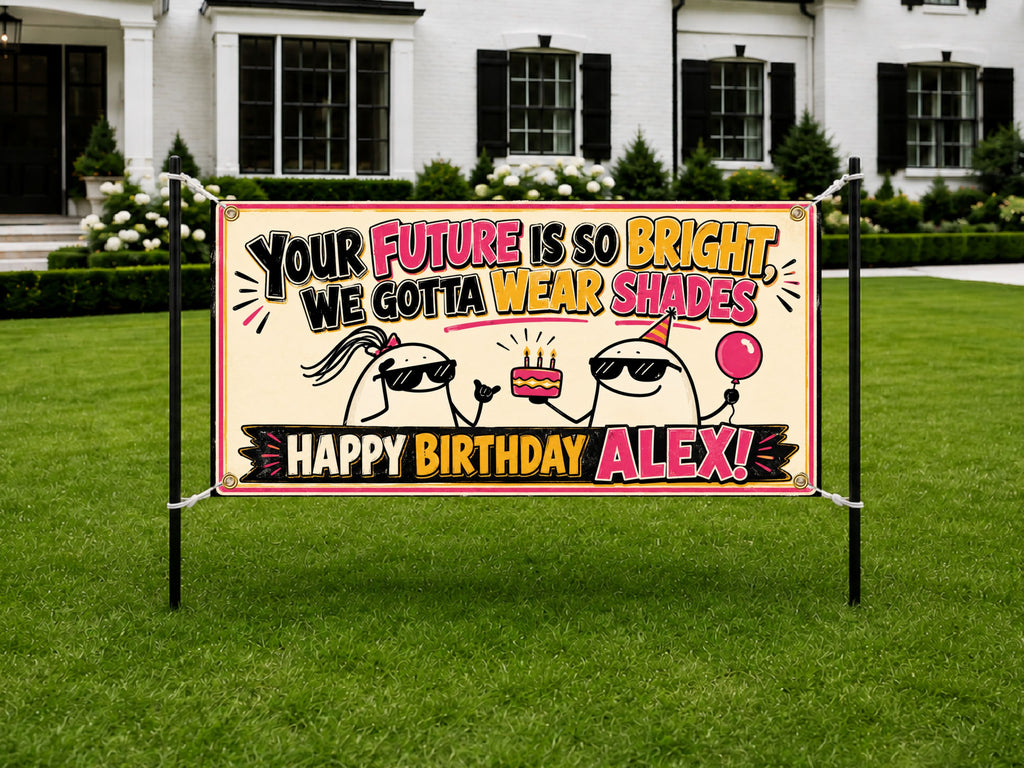 Funny Birthday Banner, Bright Future Party Sign, Kids Photo Backdrop