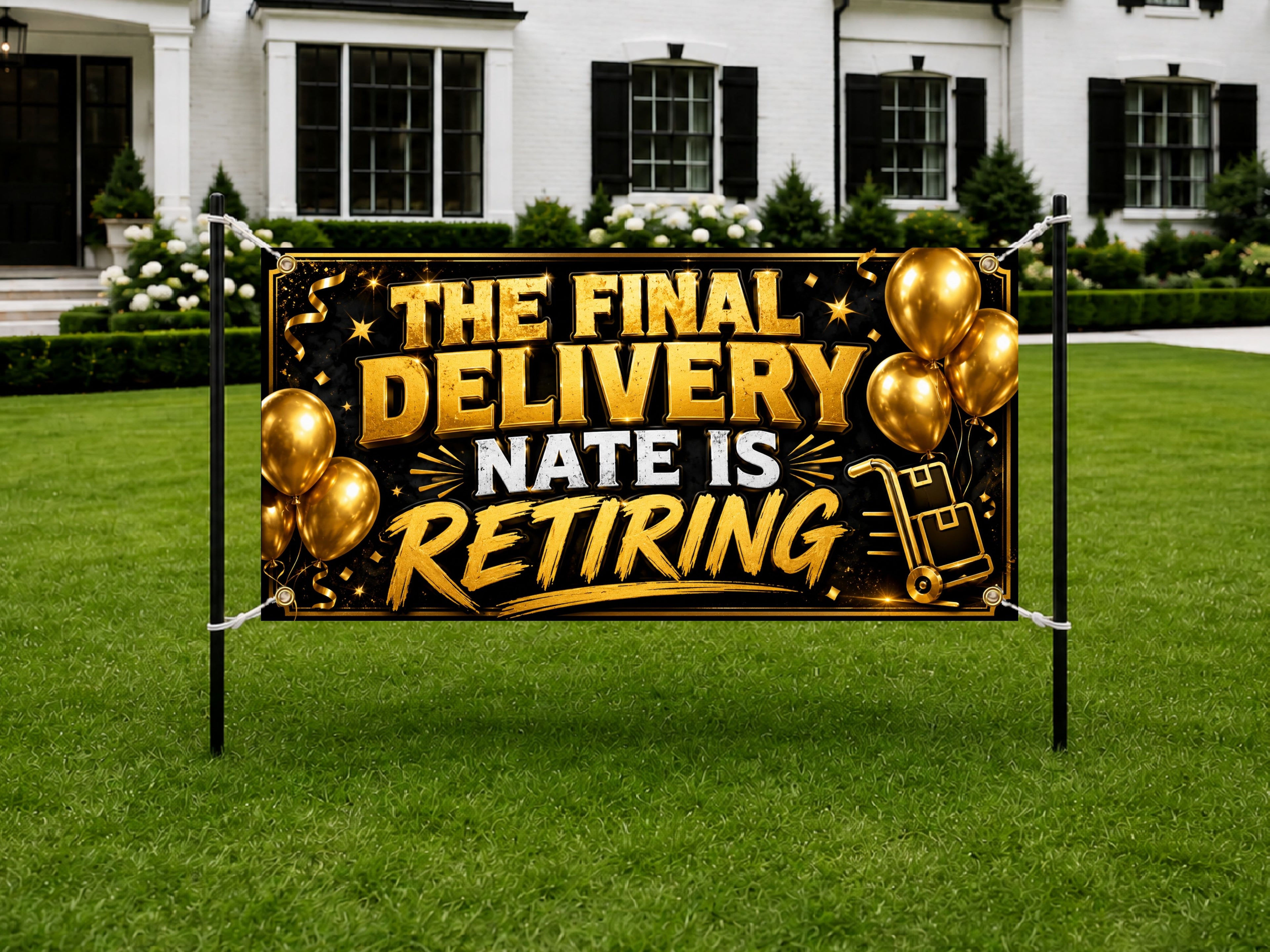 Retirement Party Banner, Final Delivery Retirement Sign, Custom Farewell Backdrop