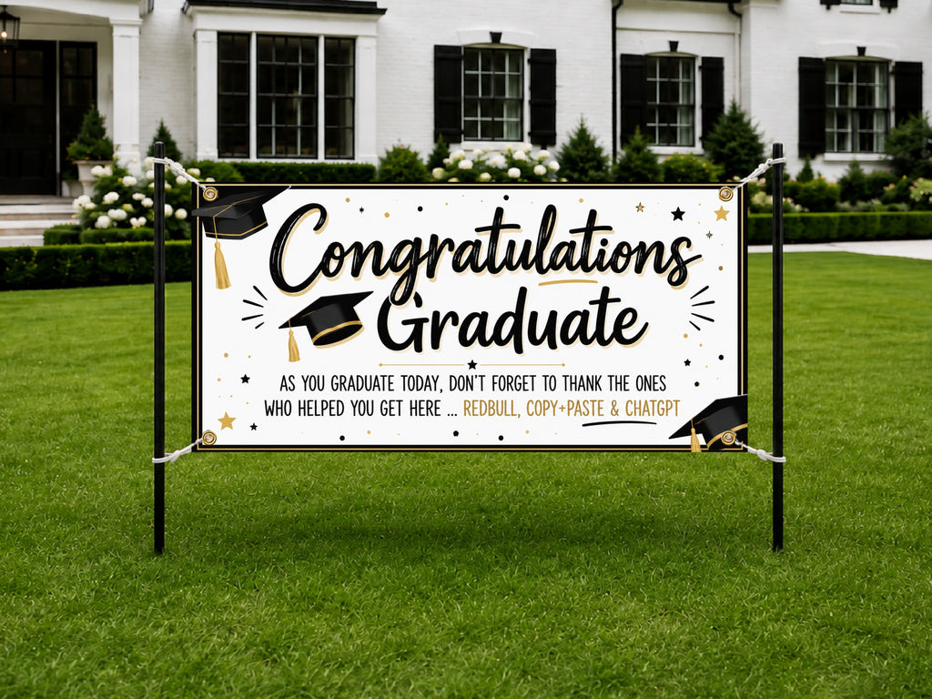 Funny Graduation Banner, Graduate Party Sign, Class of 2026 Backdrop