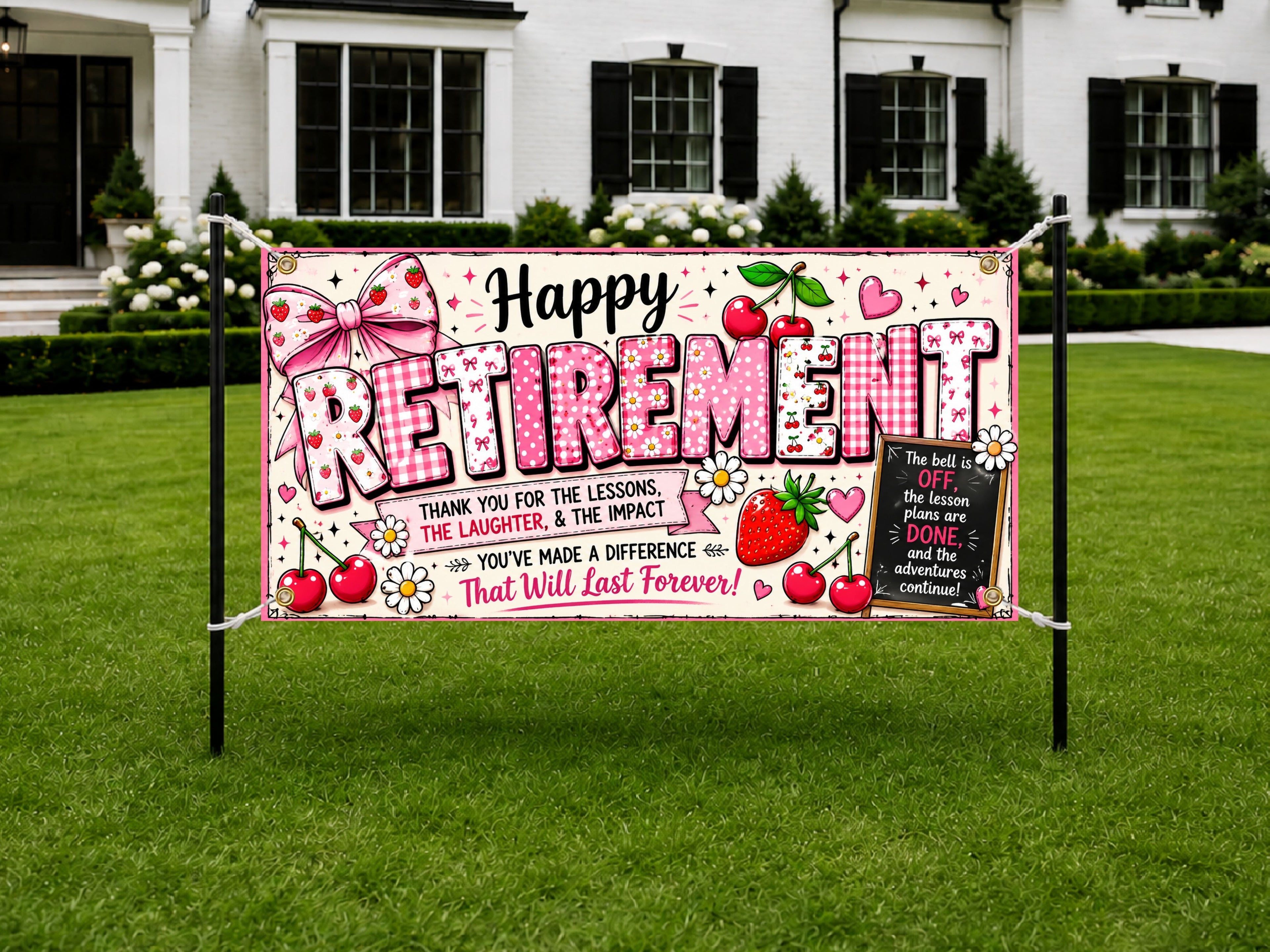 Teacher Retirement Banner, Retirement Party Sign, Cherry Classroom Decor