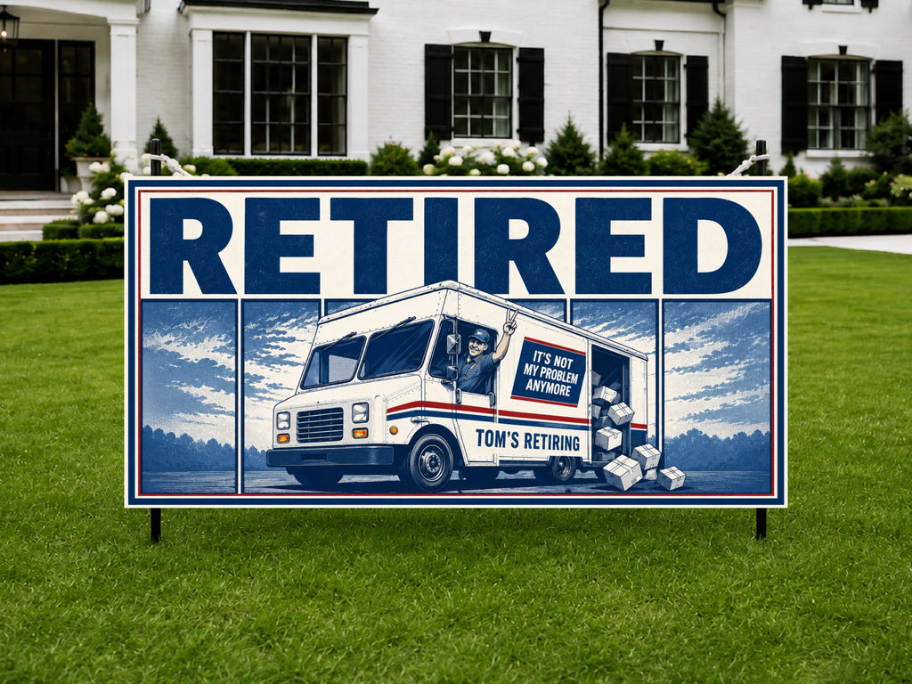 Funny Retirement Banner, Retired Party Sign, Personalized Retirement Decor