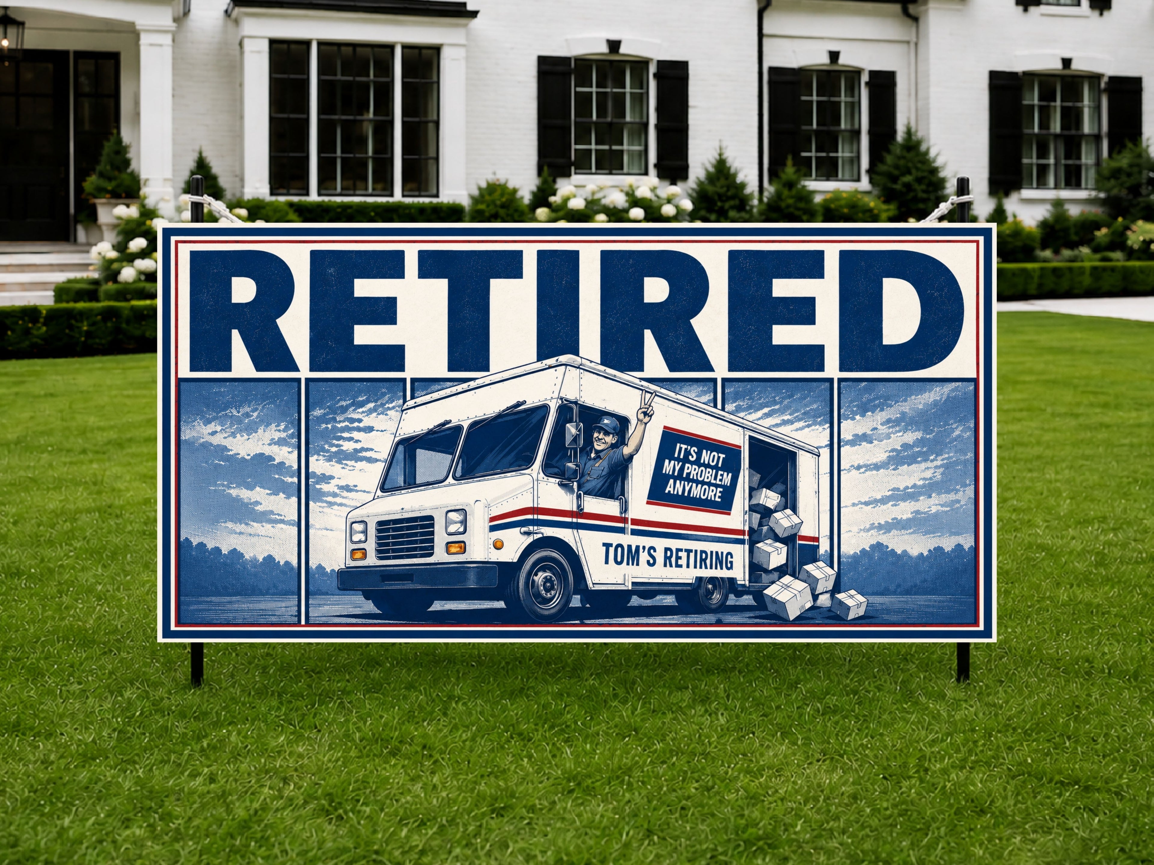 Funny Retirement Banner, Retired Party Sign, Personalized Retirement Decor