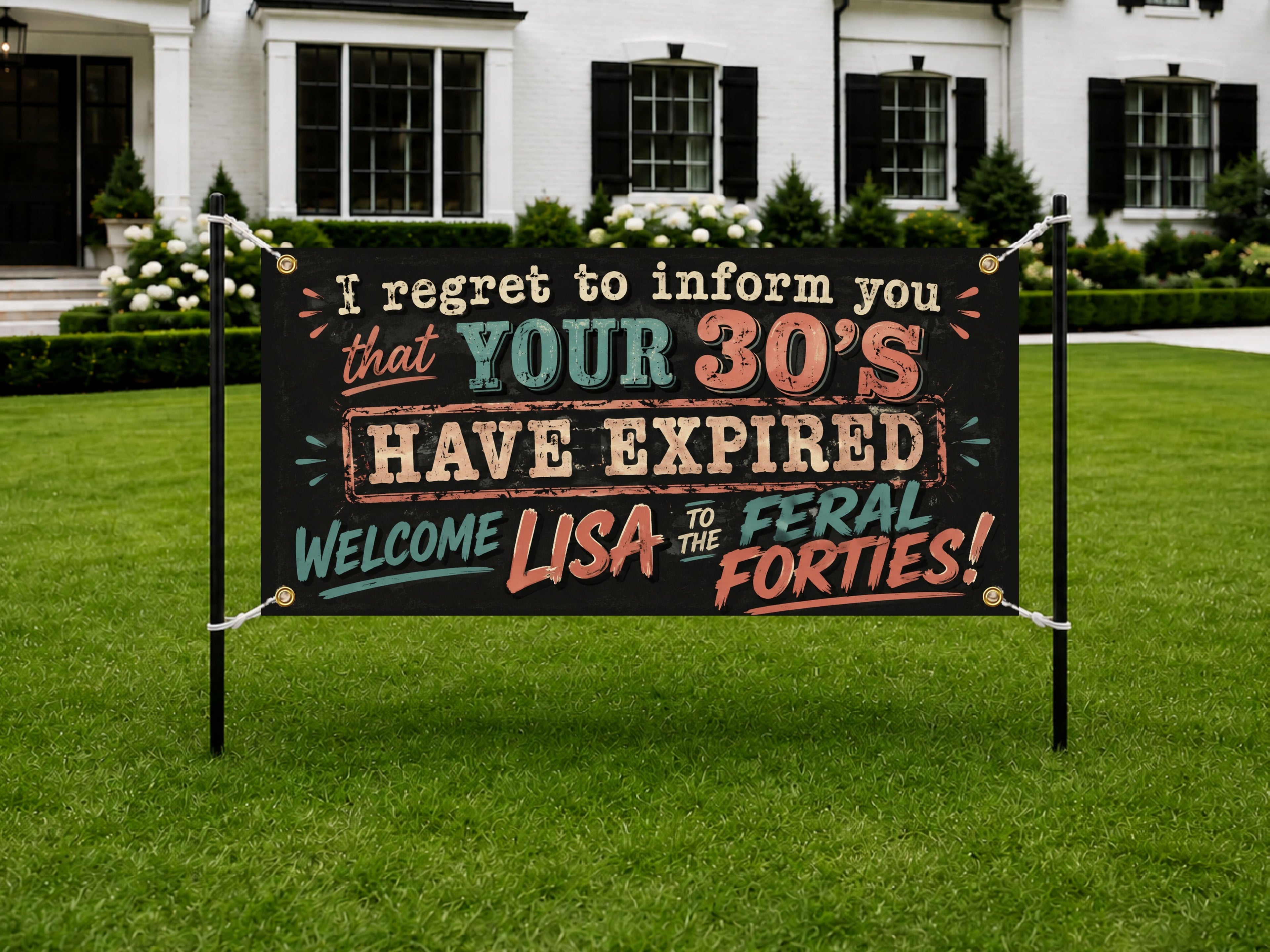 40th Birthday Banner, Expired 30s Party Sign, Women Backdrop