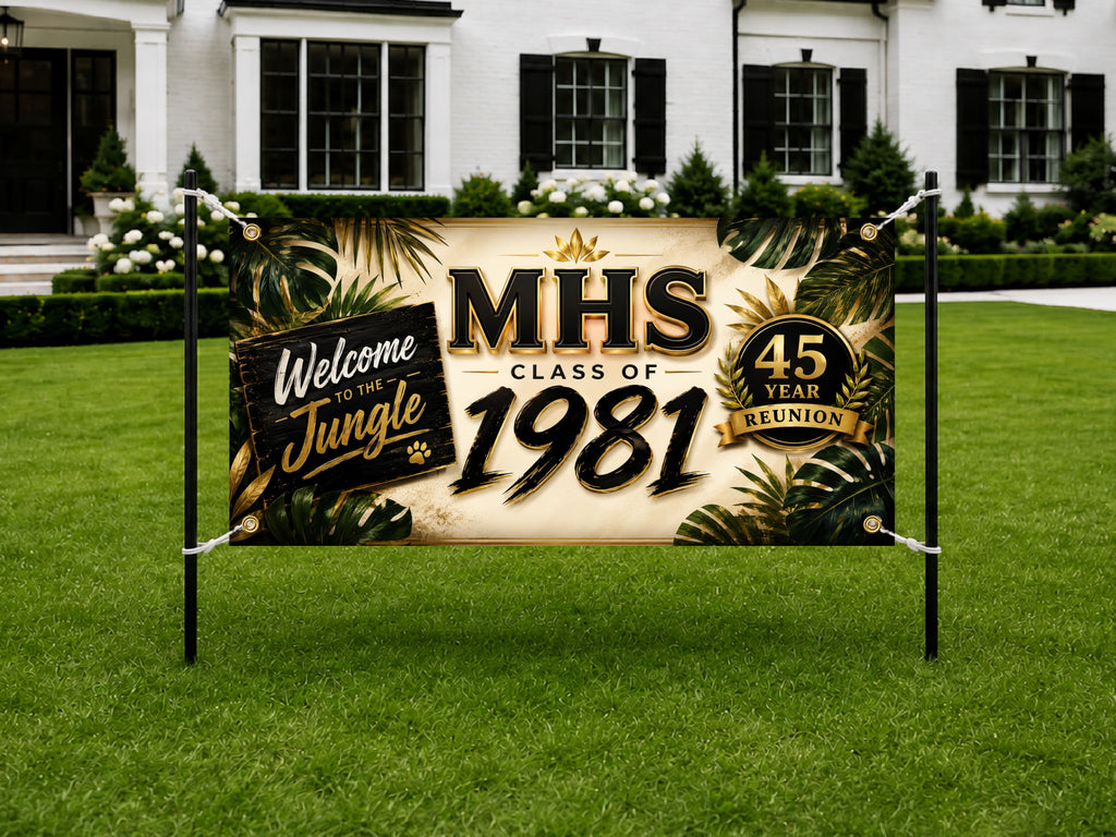 Jungle Reunion Banner, Class Reunion Sign, Alumni Photo Backdrop