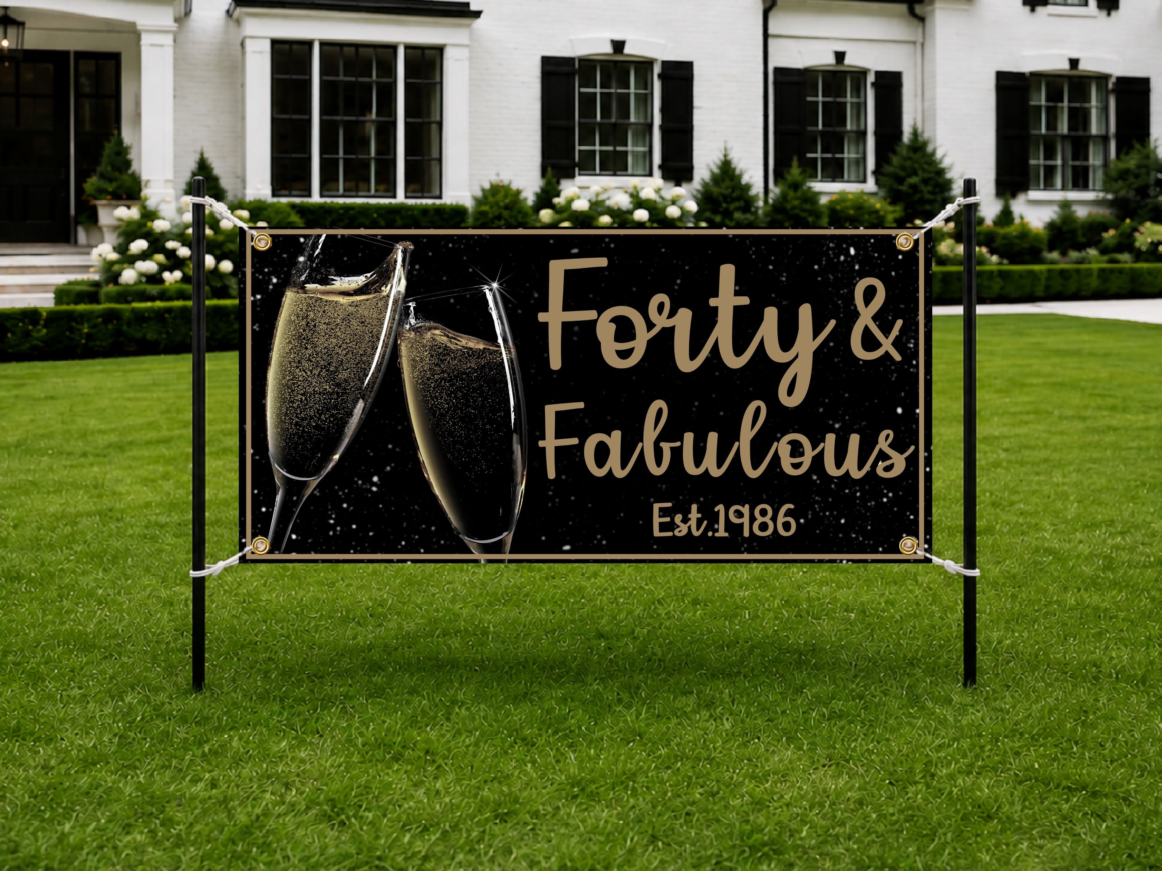 Forty & Fabulous Birthday Banner | Personalized 40th Birthday Decoration