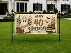 Funny 40th Birthday Banner, Ghost Party Backdrop, Spooky Birthday Decor
