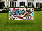 Funny 50th Birthday Banner, Fifty And Feral Sign, Martini Party Backdrop