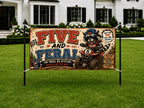 Funny 5th Birthday Banner, ATV Raccoon Party Sign, Personalized Kids Birthday Banner