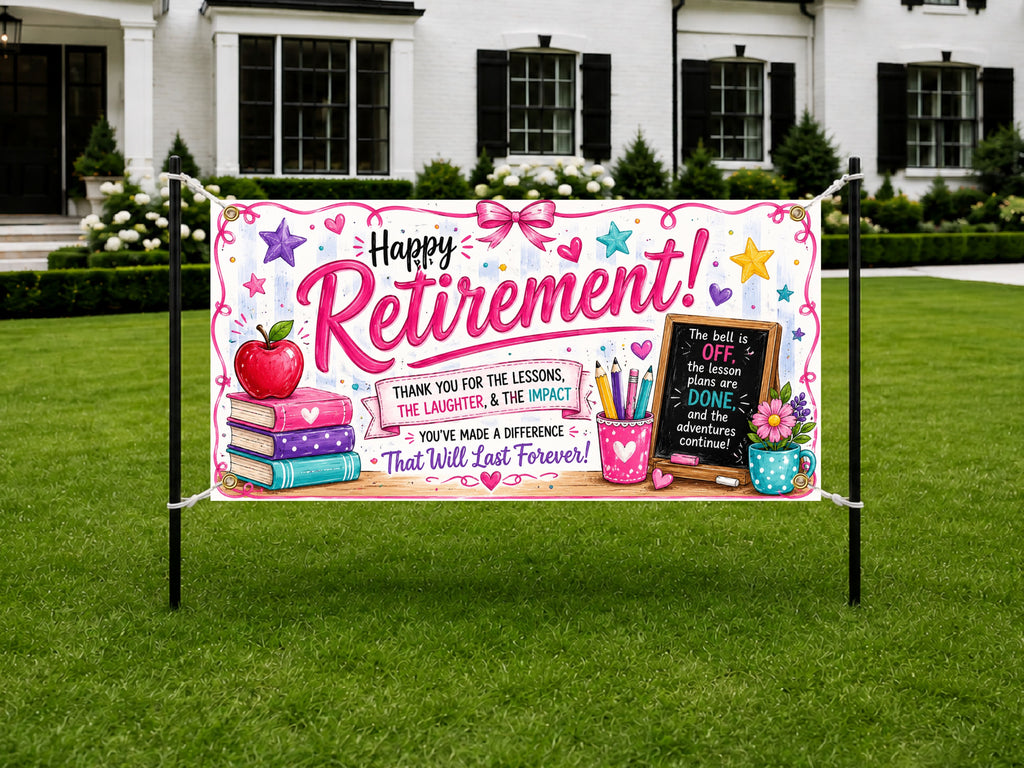 Teacher Retirement Banner, Retirement Party Sign, School Farewell Decor