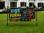 Funny 5th Birthday Banner, Twin Raccoon Party Sign, Gamer Backdrop