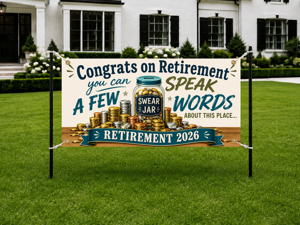 Funny Retirement Banner, Coworker Farewell Sign, Office Party Decor