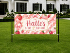 1st Birthday Banner, Strawberry Birthday Sign, Personalized Girls Birthday Banner
