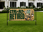 Funny Retirement Banner, Retro Computer Sign, Office Farewell Backdrop