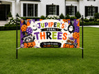 Personalized 3rd Birthday Banner, Feral Threes Raccoon Party Sign, Halloween Backdrop