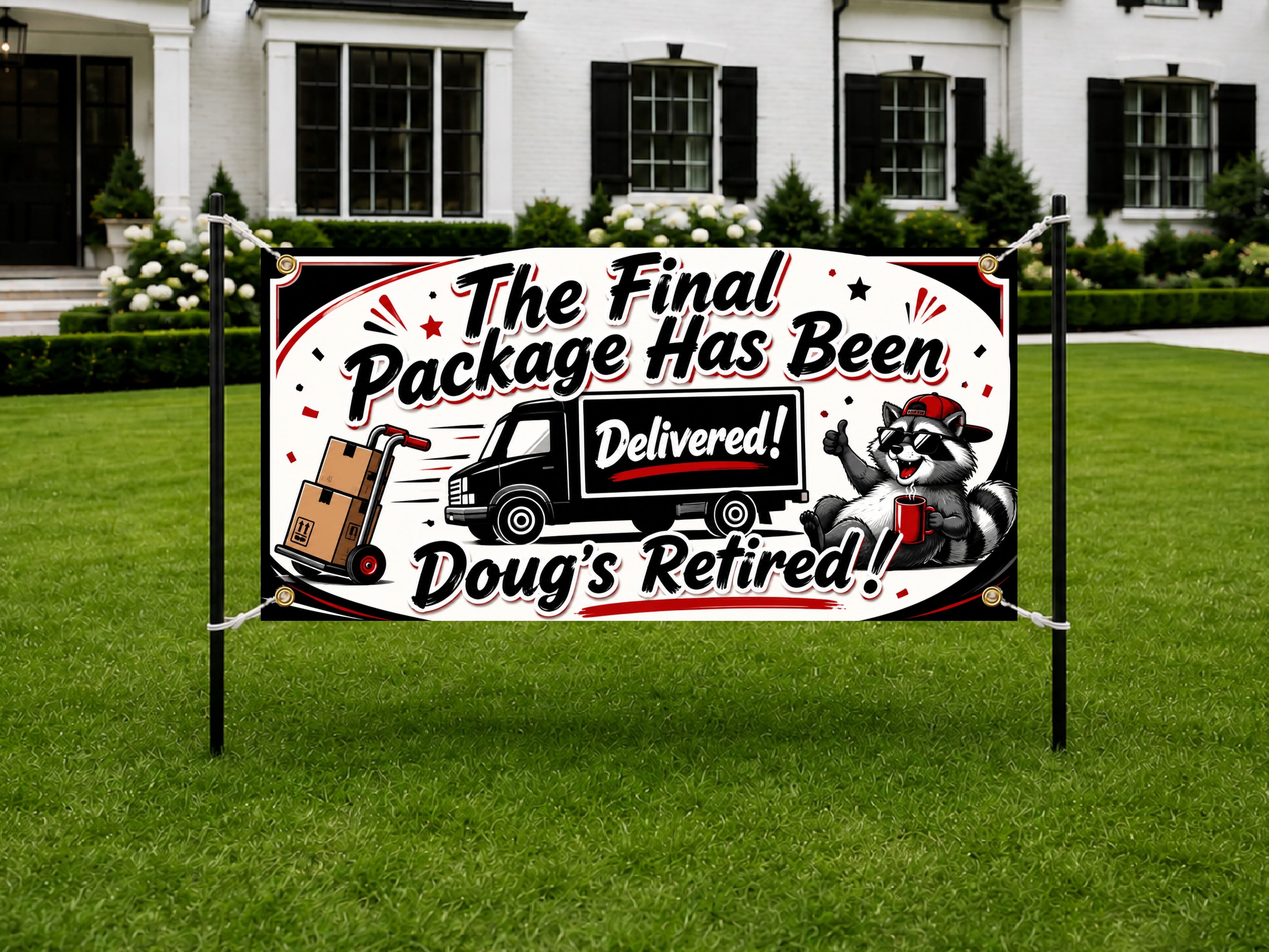 Retirement Banner, Delivery Driver Retirement Backdrop, Final Package Sign