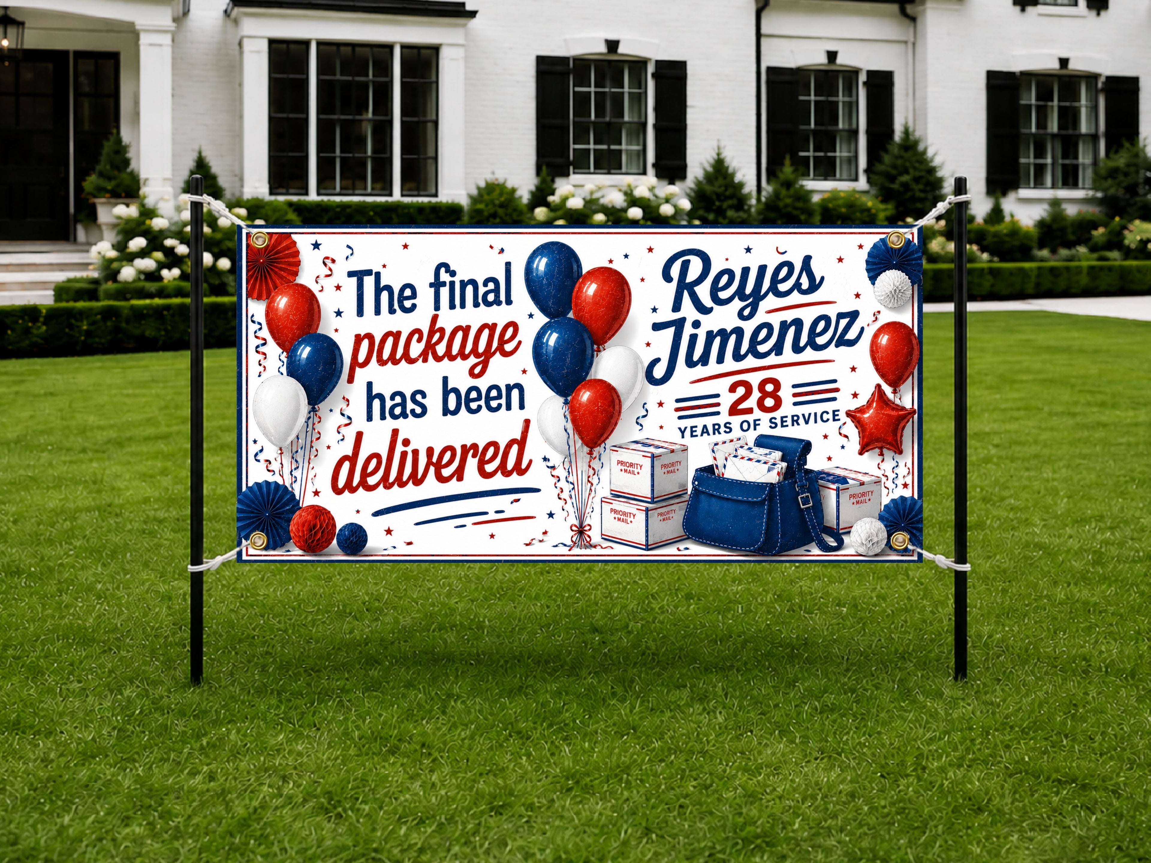 Funny Retirement Banner, Personalized Postal Retirement Sign, Mail Carrier