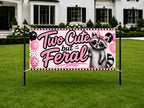 Funny 2nd Birthday Banner, Raccoon Party Sign, Girl Backdrop