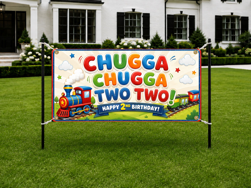 Train 2nd Birthday Banner