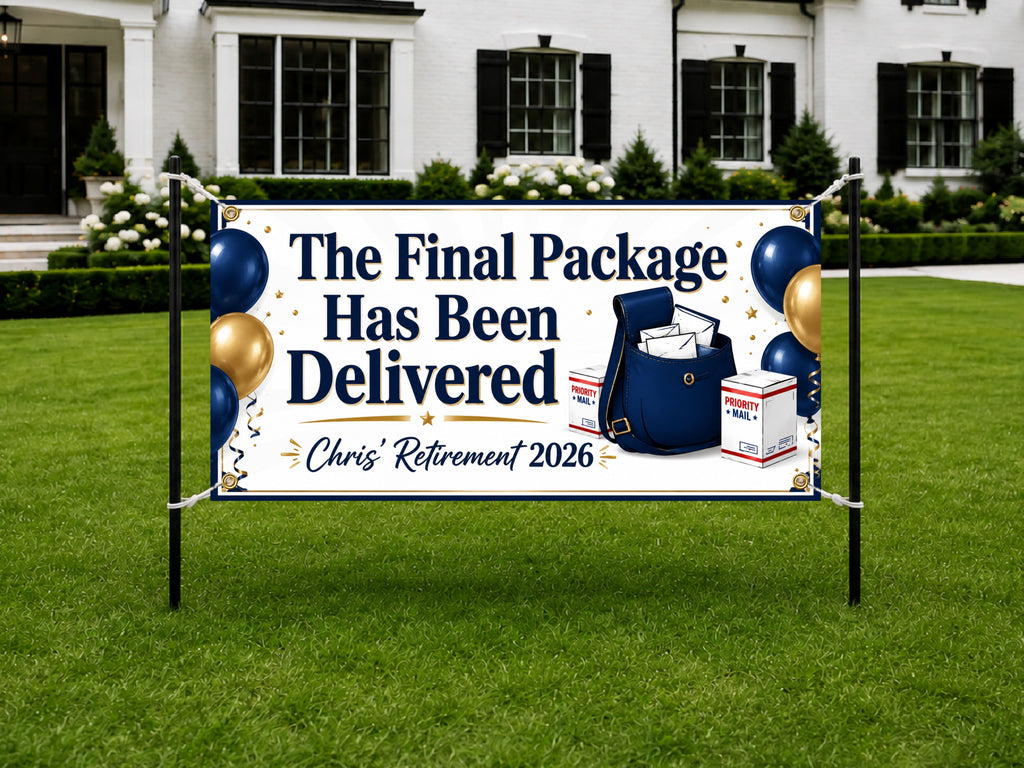 Retirement Party Banner, Mail Carrier Retirement Sign, Postal Farewell Backdrop