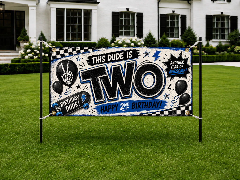 Skateboard 2nd Birthday Banner
