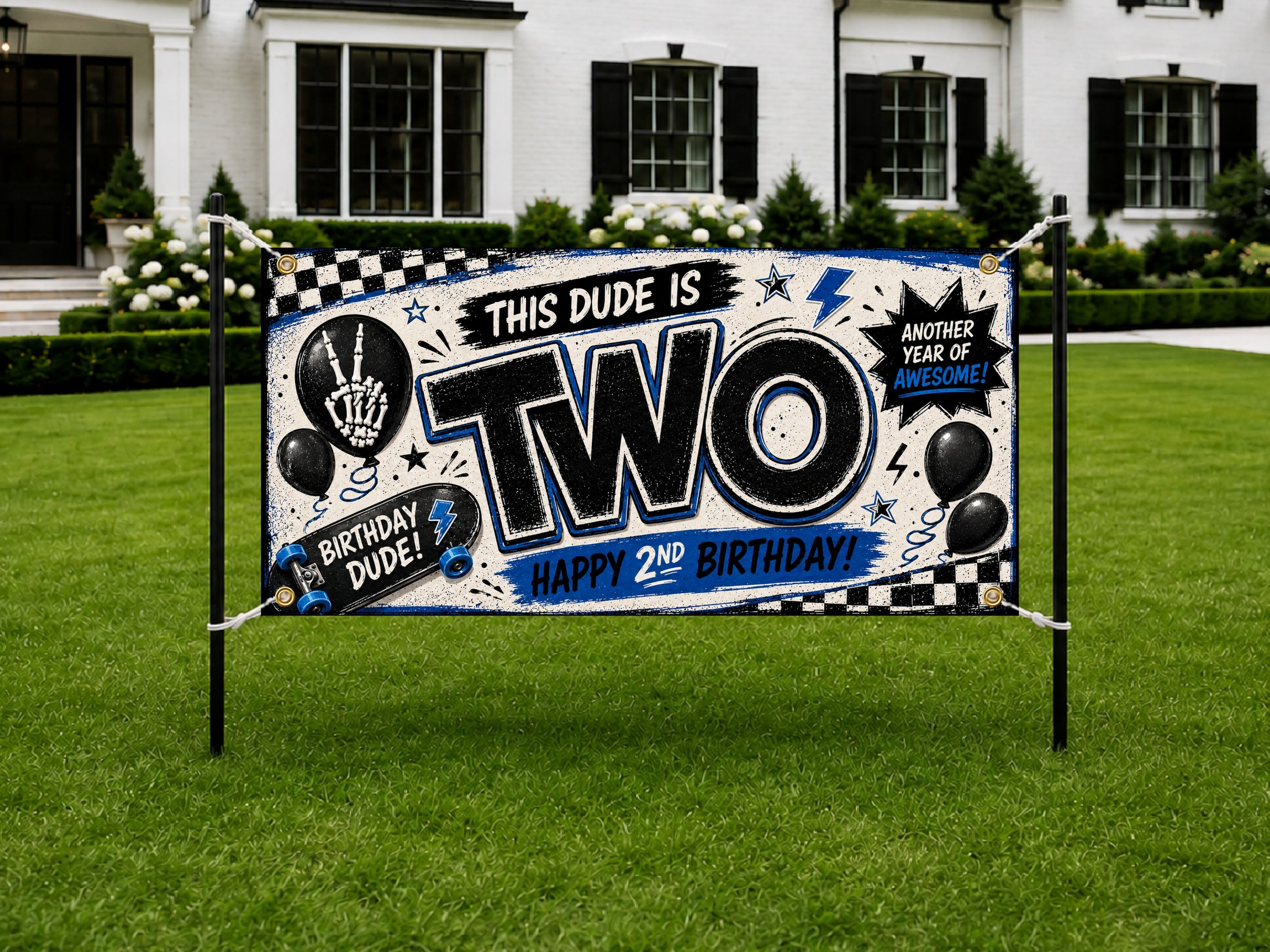 Skateboard 2nd Birthday Banner