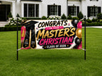 Masters Graduation Banner, Personalized Grad Party Sign, Custom Name Backdrop