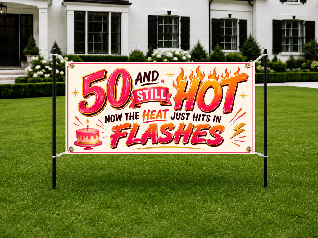 Funny 50th Birthday Banner, Menopause Party Sign, Women Backdrop
