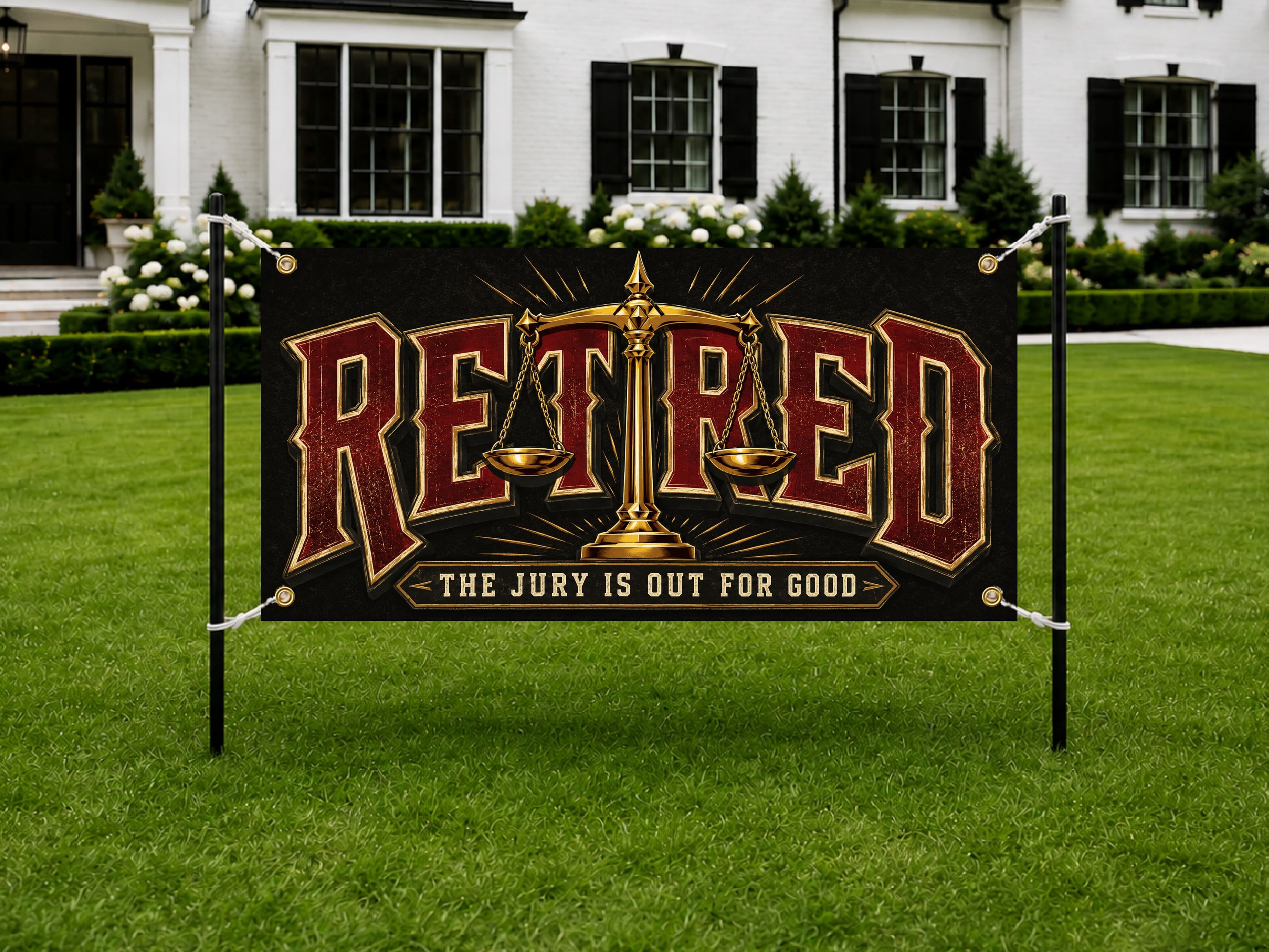 Lawyer Retirement Banner, Funny Attorney Sign, Office Farewell Decor