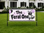 Funny 1st Birthday Banner, Feral One Raccoon Sign, Party Backdrop