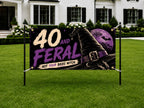 Funny 40th Birthday Banner, Feral Forty Witch Party Sign, Halloween Backdrop