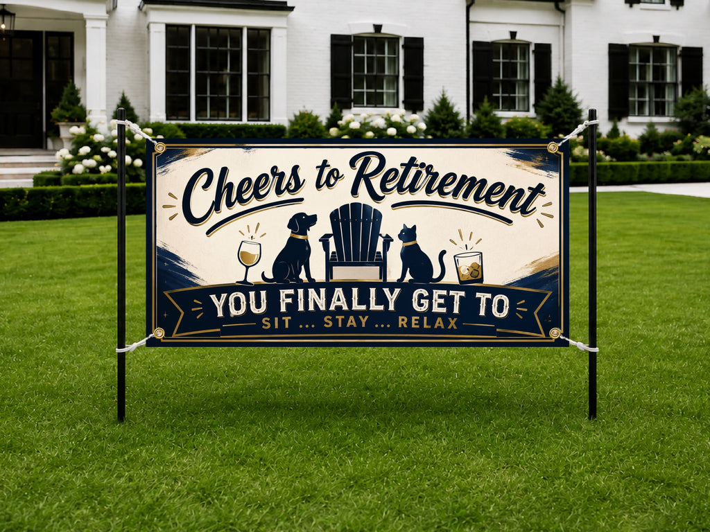Pet Lover Retirement Banner, Retirement Party Backdrop, Cheers to Retirement Sign