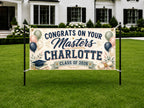 Masters Graduation Banner, Personalized Grad Party Sign, Custom Name Backdrop