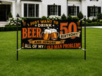 50th Birthday Banner, Beer Party Sign, Men Photo Backdrop