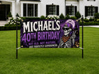 Personalized 40th Birthday Banner, Skeleton Party Sign, Custom Name Backdrop