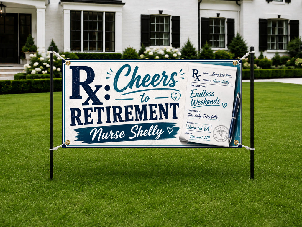 Nurse Retirement Banner, Prescription Party Sign, Farewell Backdrop
