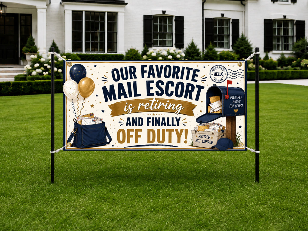 Mail Escort Retirement Banner, Postal Worker Party Backdrop, Custom Farewell Sign