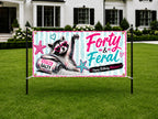 Funny 40th Birthday Banner, Raccoon Party Sign, Feral Backdrop
