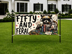 Funny 50th Birthday Banner, Fifty And Feral Sign, Casino Party Backdrop
